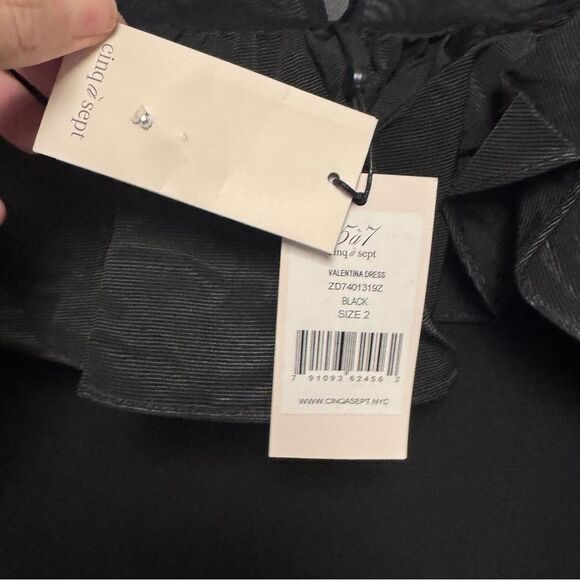 Cinq a Sept Valentina Black Ruffle Dress black size 2 tiered sleeve mini dress - Picture 6 of 9